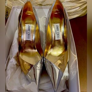Jimmy Choo Silver Heels Elegant Design